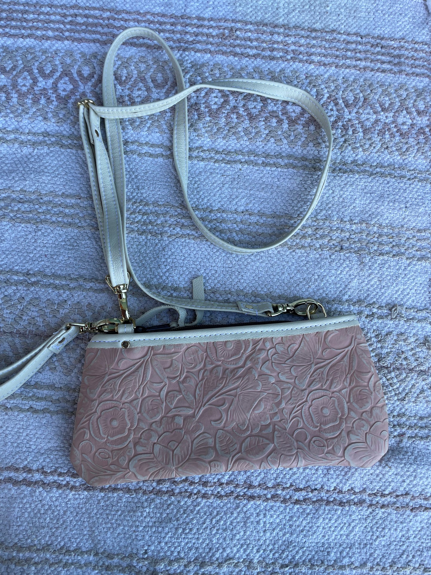 Handmade Rose Leather Clutch Purse