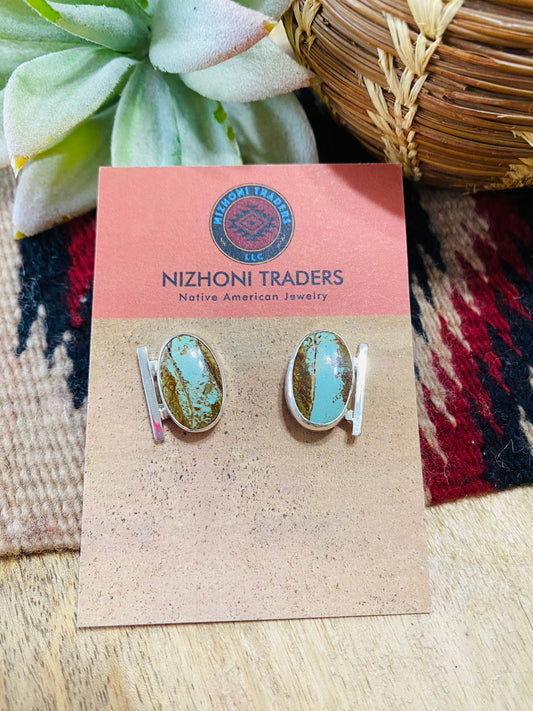 Handcrafted Sterling Silver & Royston Turquoise Post Earrings