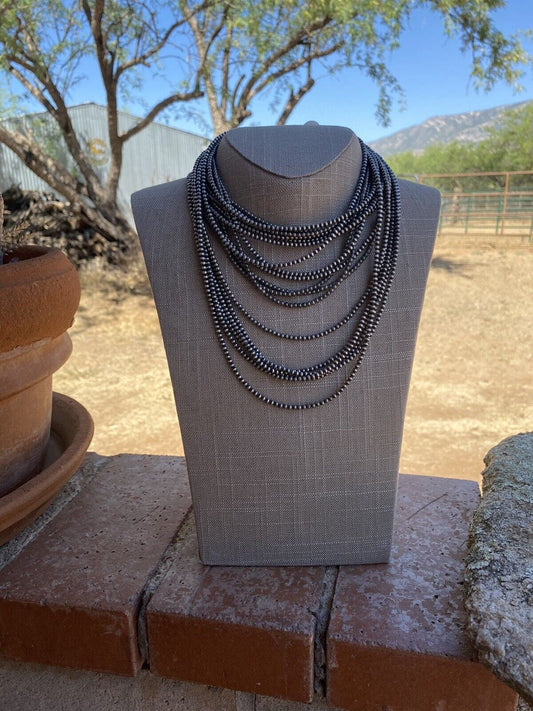 Handcrafted 3mm Sterling Silver Pearl Beaded Necklace