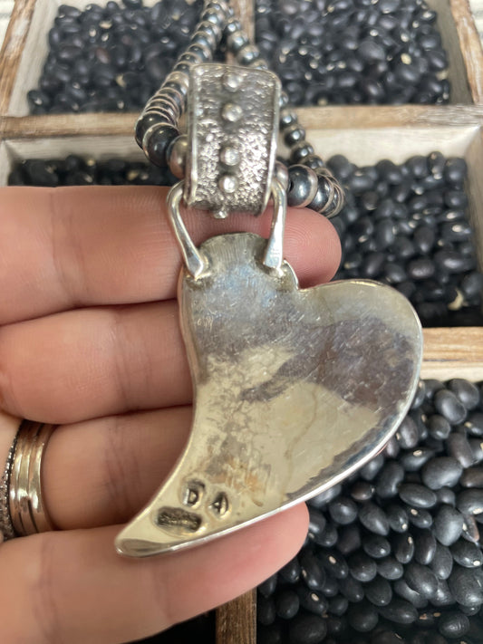 Handcrafted Sterling Silver & Turquoise Heart Pendant Signed