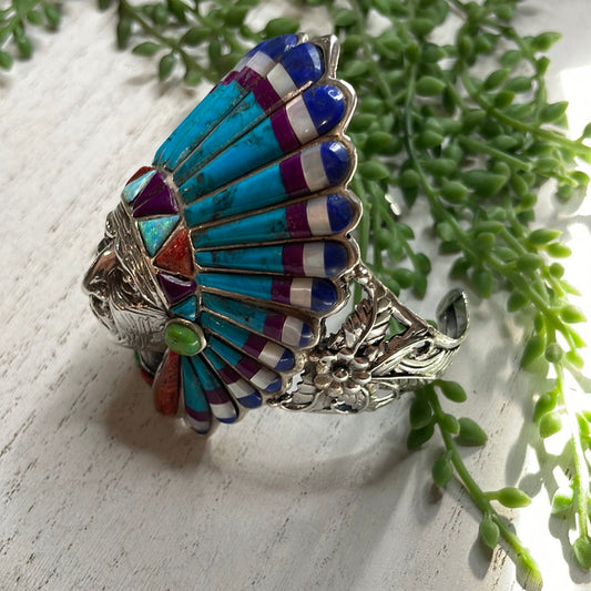 “The Fire Opal Cuff” Sterling Silver Fire Multi Stone Opal Cuff Bracelet /