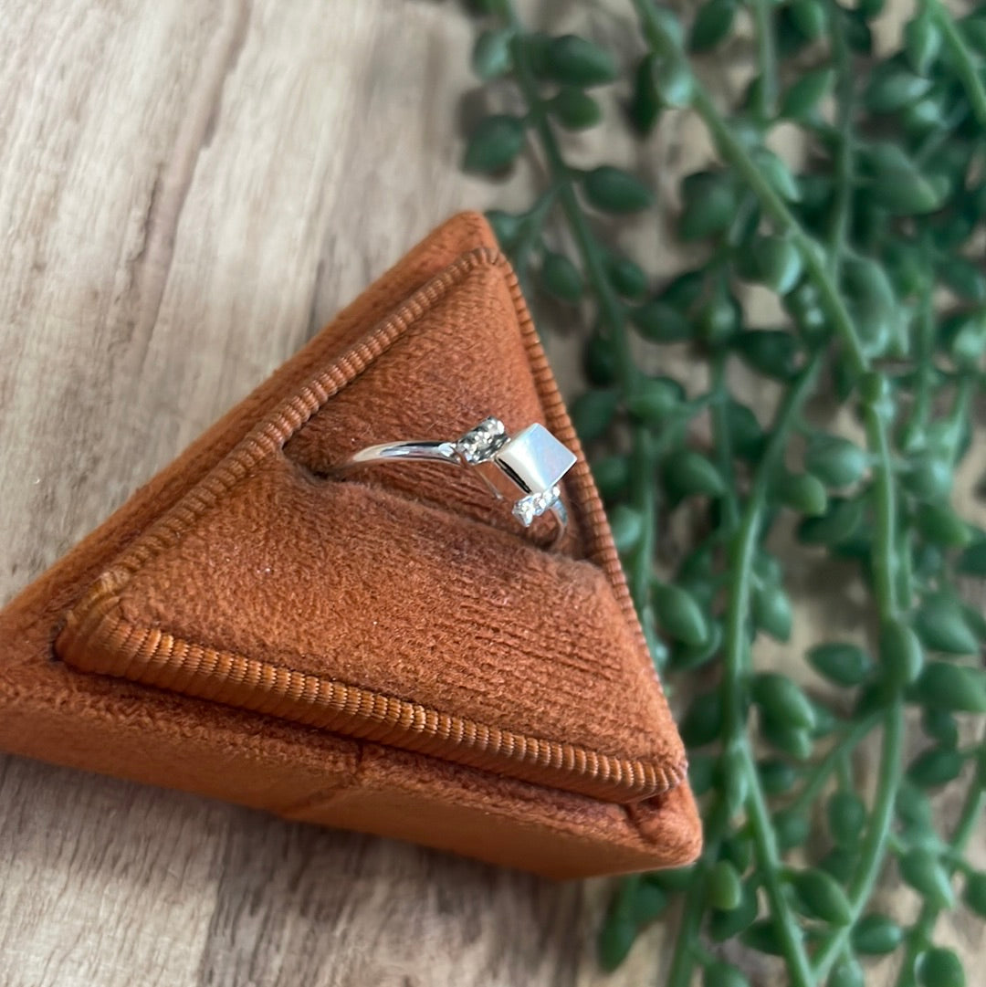 The Mini Handcrafted Mother of Pearl & Sterling Silver Single Stone Ring