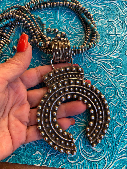 Handcrafted Sterling Silver Ball Cast Naja by Delbert Arviso
