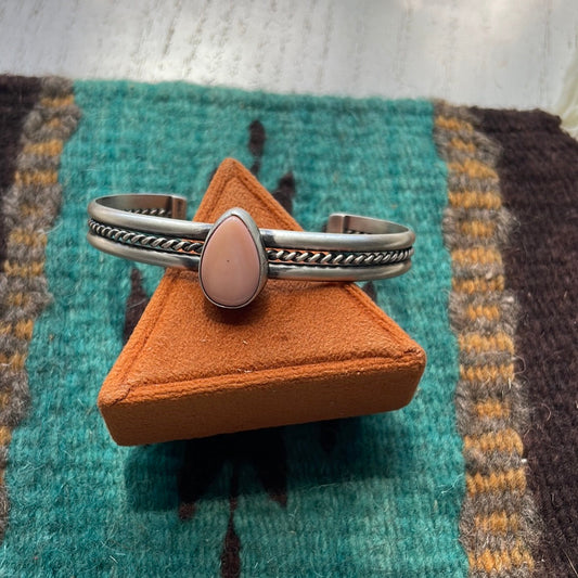 Handcrafted Tear Drop Pink Conch & Sterling Silver Cuff Bracelet