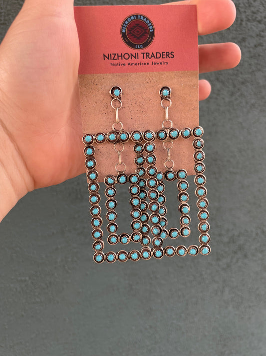 Handcrafted Sterling Silver Turquoise Dangle Earrings