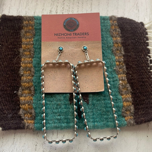 “The Zara” Handcrafted Turquoise & Sterling Silver Snake Eye Dangle Earrings
