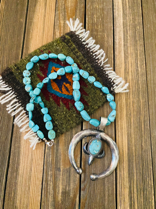 Handcrafted Sterling Silver & Turquoise Beaded Naja Necklace by Paul Livingston