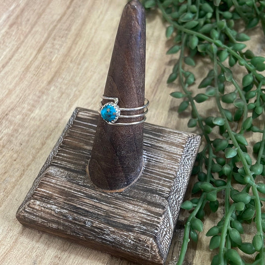 The Mini Handcrafted Turquoise & Sterling Silver Single Stone Ring