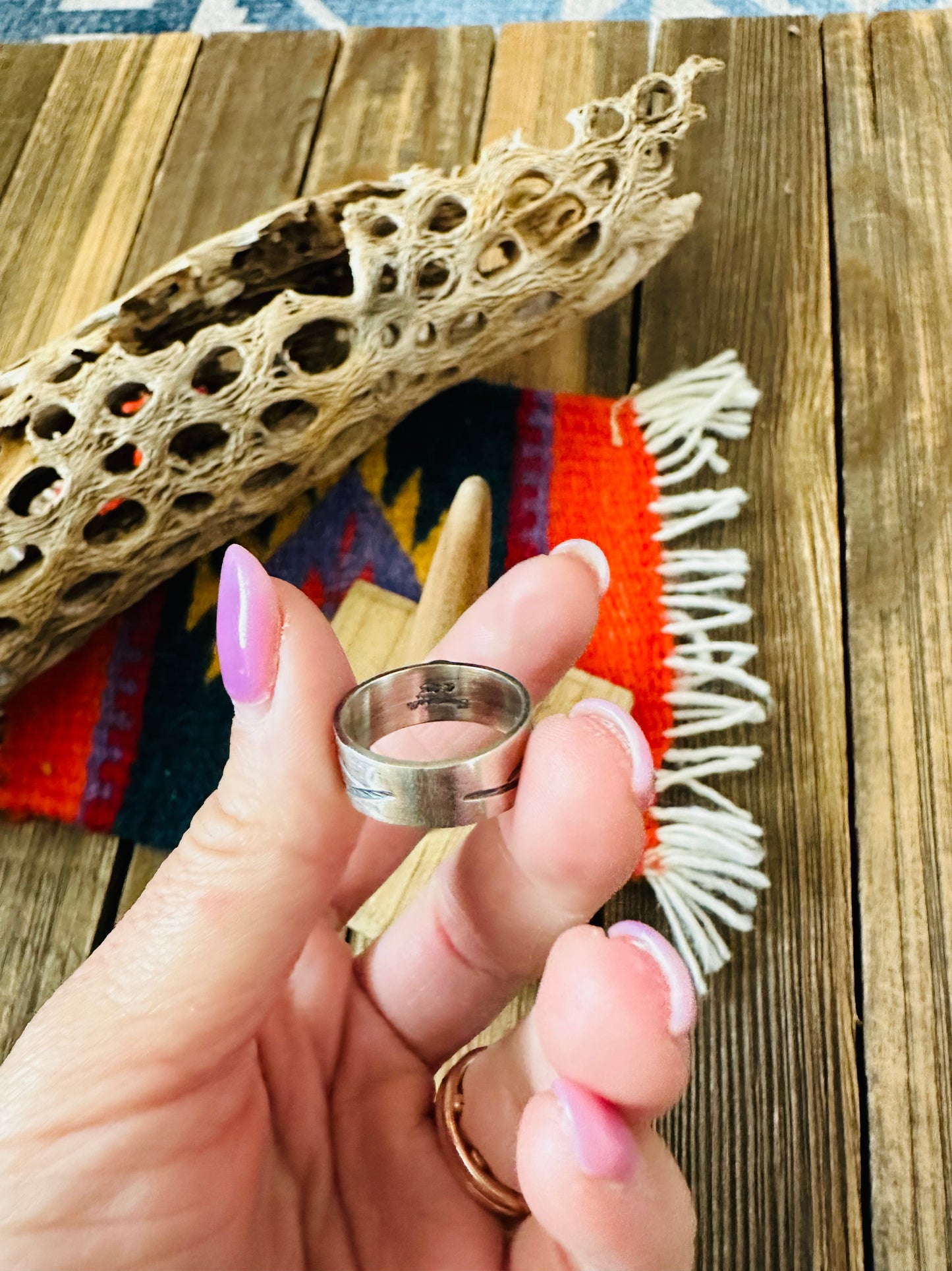 Handcrafted Sterling Silver and Queen Pink Conch Shell Band Ring