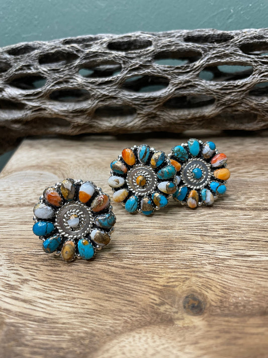 Handcrafted Spice And Sterling Silver Adjustable Flower Ring