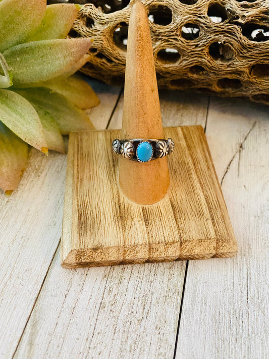 Handcrafted Turquoise and Sterling Silver Concho Band Ring