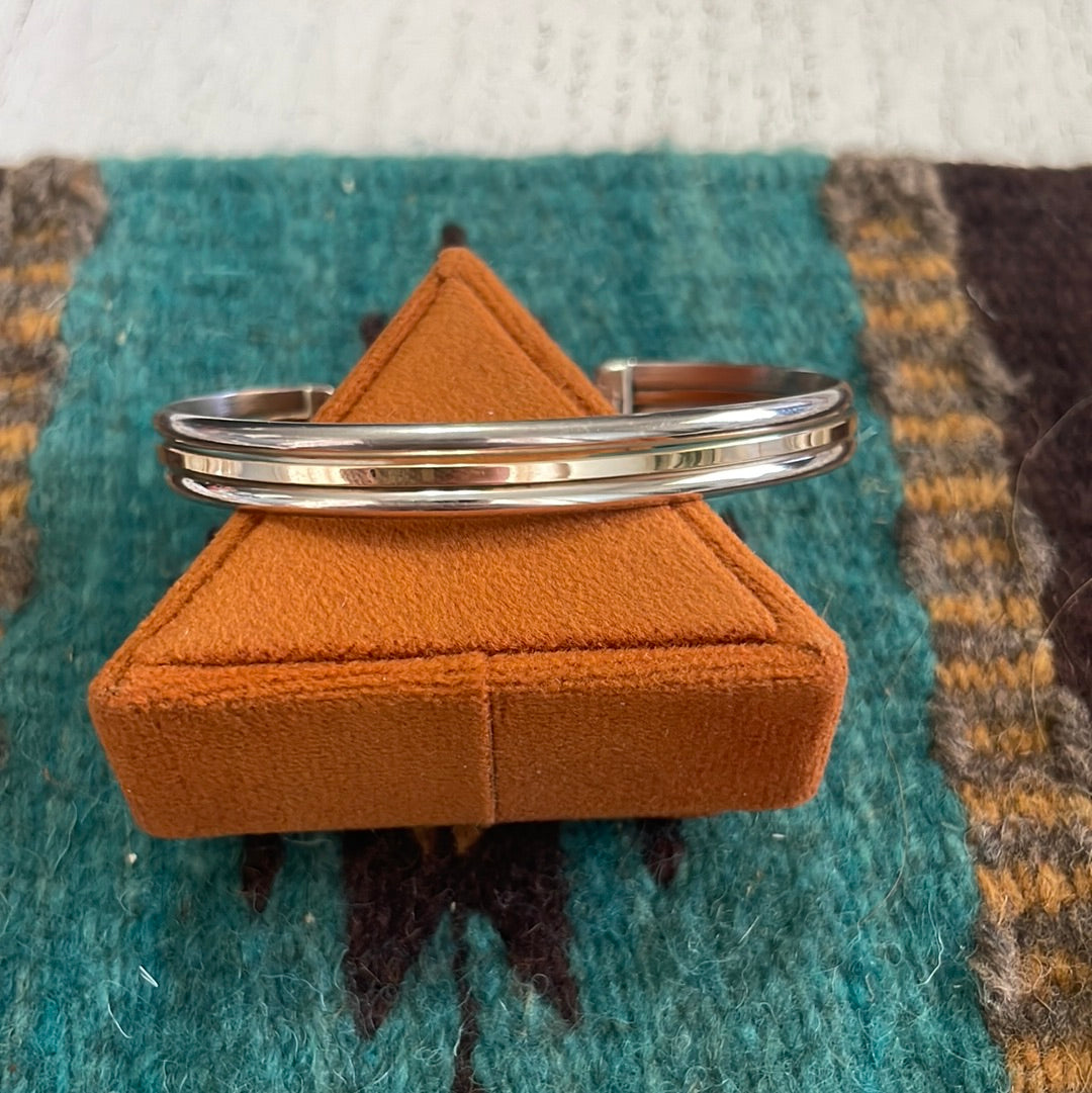 Navajo 12kt Overlay & Sterling Silver Adjustable Cuff Bracelet Signed