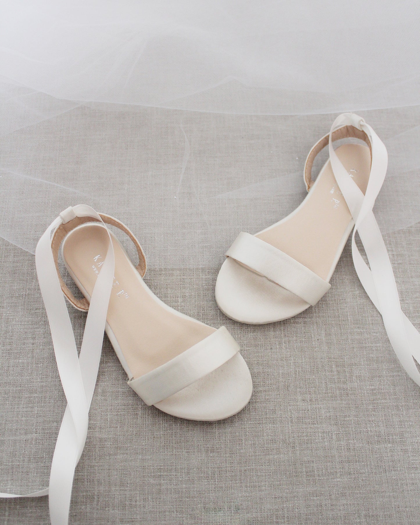 Satin Flat Sandal with Ballerina Lace Up