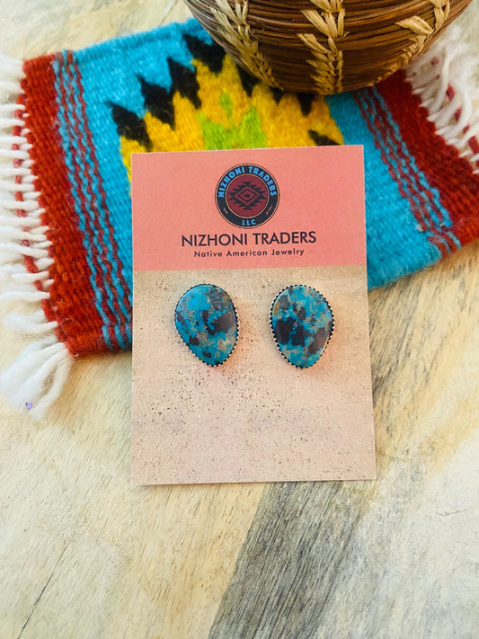 Handcrafted Turquoise & Sterling Silver Stud Earrings