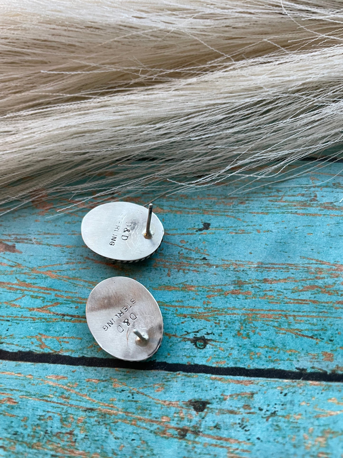 Handcrafted Multi Stone And Sterling Silver Inlay Oval Earrings Signed