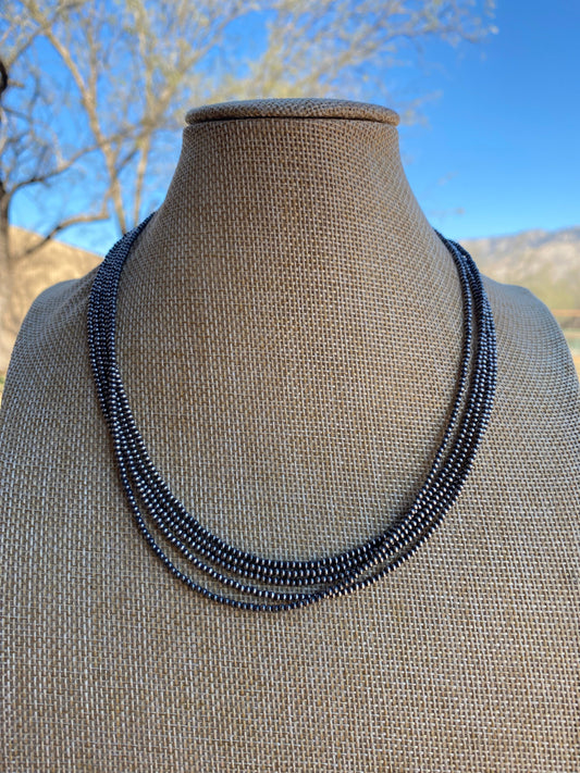 2mm Sterling Silver Pearl Beaded 24” Necklace