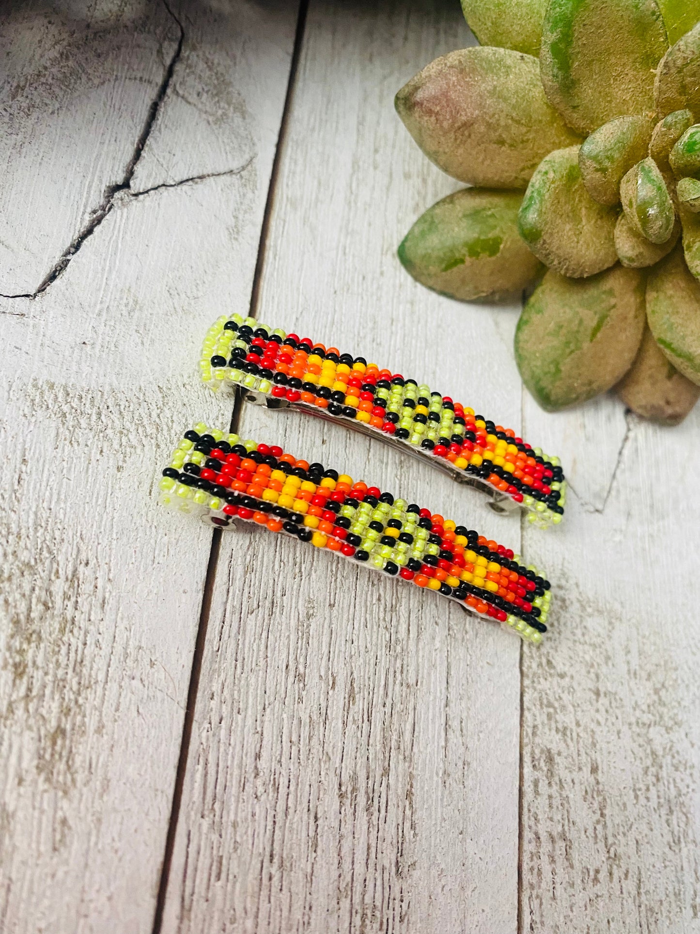 Handcrafted Handmade Beaded Barrette Set
