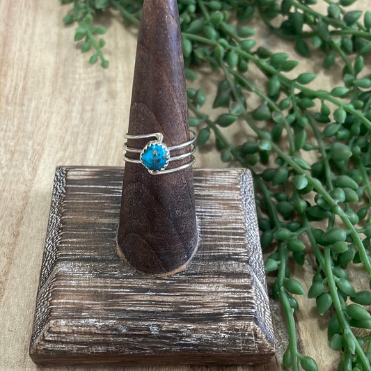 The Mini Handcrafted Turquoise & Sterling Silver Single Stone Ring