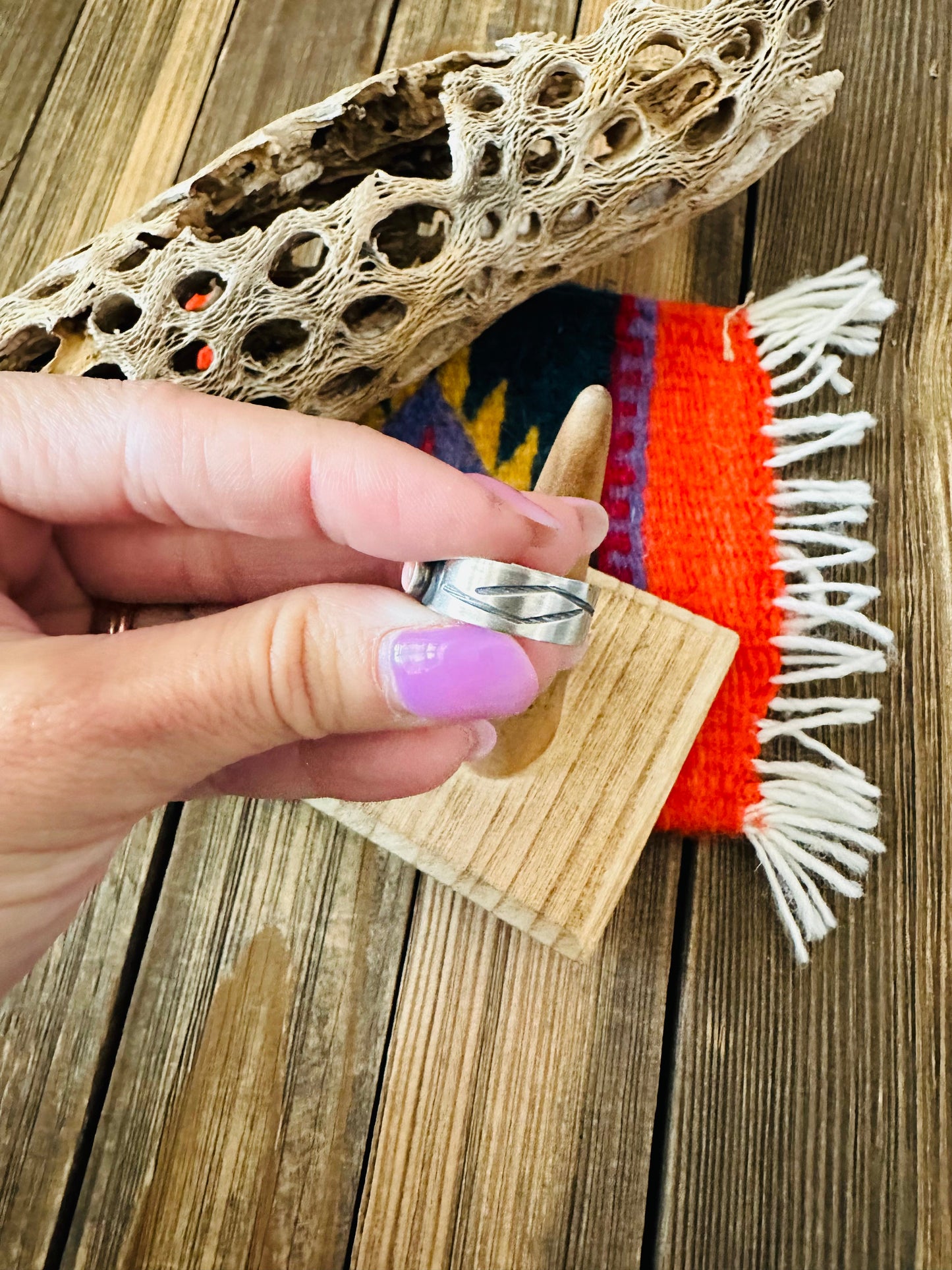 Handcrafted Sterling Silver and Queen Pink Conch Shell Band Ring
