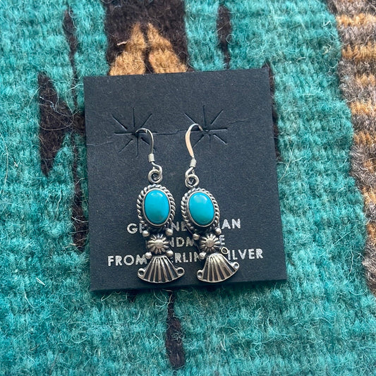 Handcrafted Sterling Silver And Turquoise Dangles Signed