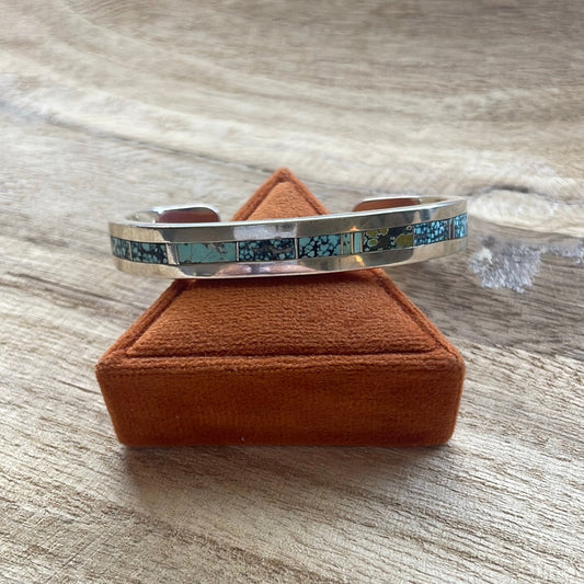Handcrafted Handmade Sterling & Number 8 Turquoise Cuff