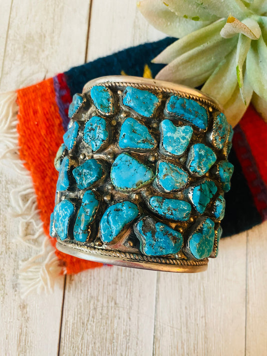 Cuff Bracelet with Old Persian Turquoise by Leonard Chee - Long Ago & Far  Away