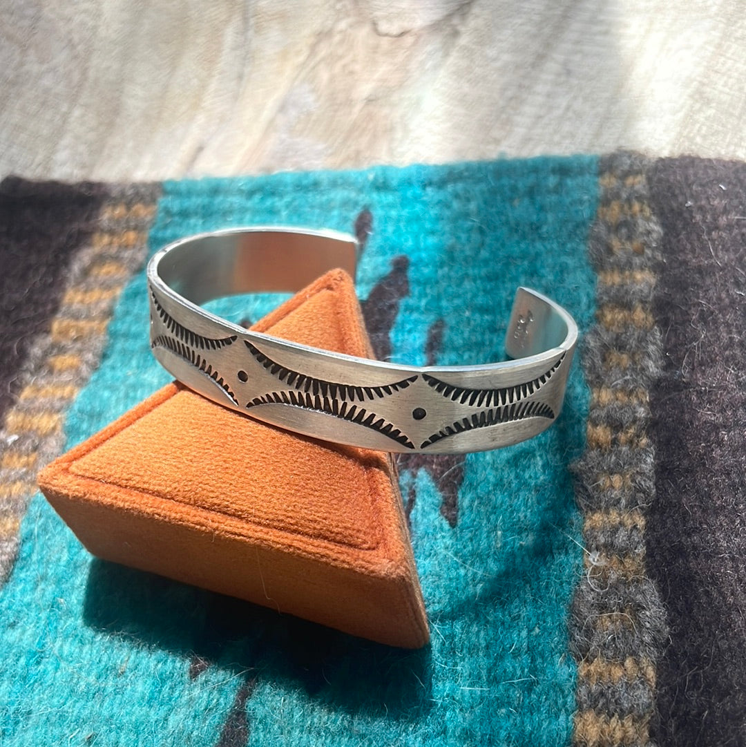 Handcrafted Sterling Silver Bracelet Cuff Handstamped