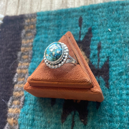 “The Andi” Handcrafted Morenci Turquoise Sterling Silver Ring Size 9.5