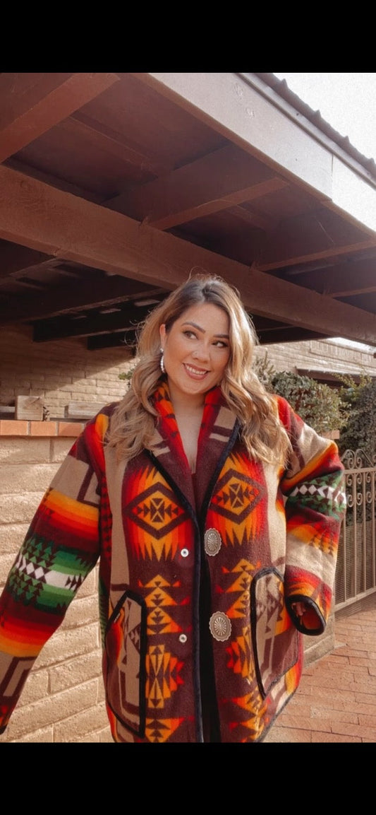 Vintage Old Pawn Handcrafted Multi Color Coat ONE SIZE