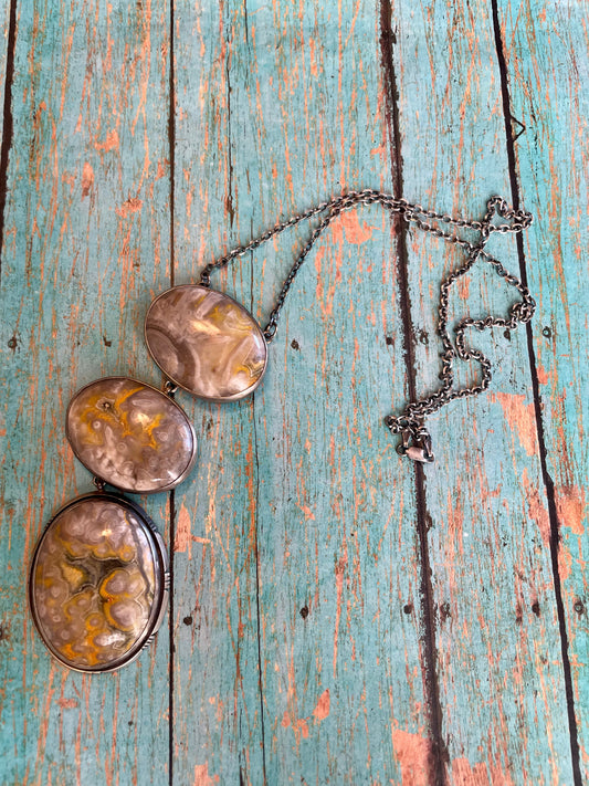 Handcrafted Bumblebee & Sterling Silver Lariat Necklace