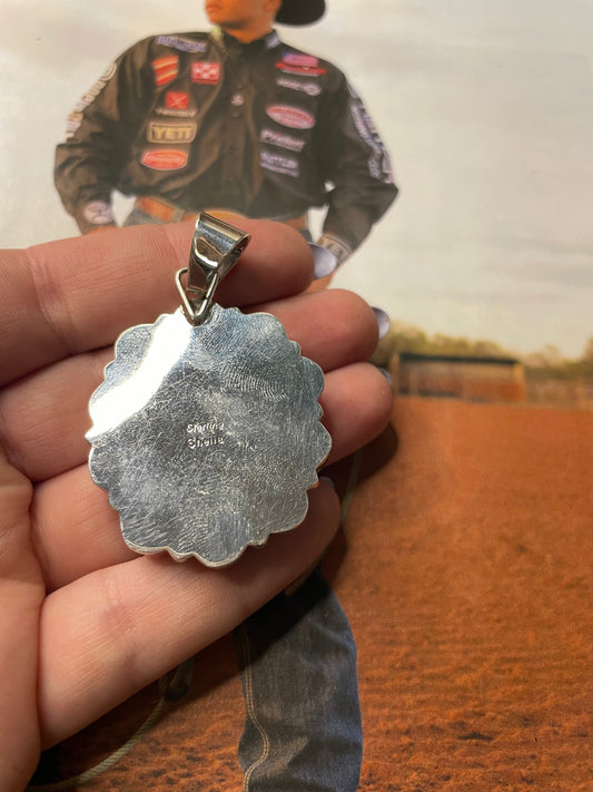 Handcrafted Queen Pink Conch Shell And Sterling Silver Pendant Signed Sheila 10 Petals