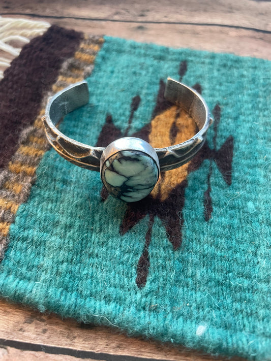 Handcrafted Golden Hills & Sterling Silver Tufa Cast Cuff Bracelet Signed