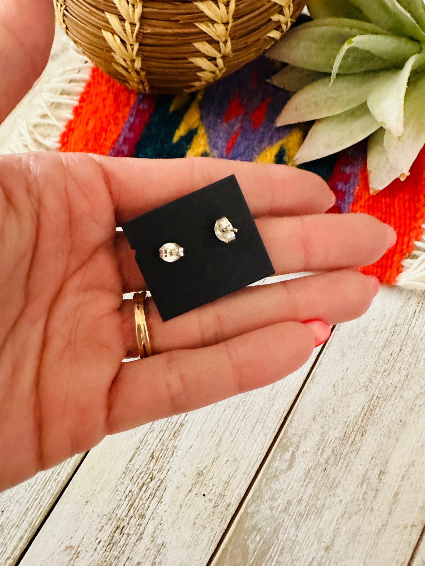 Handcrafted Hand Carved Turquoise Fetish Lizard Stud Earrings