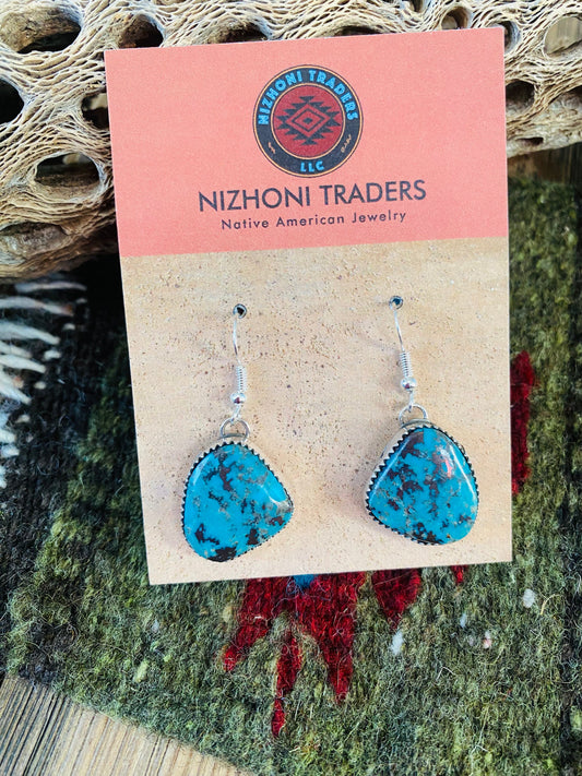 Handcrafted Turquoise & Sterling Silver Dangle Earrings