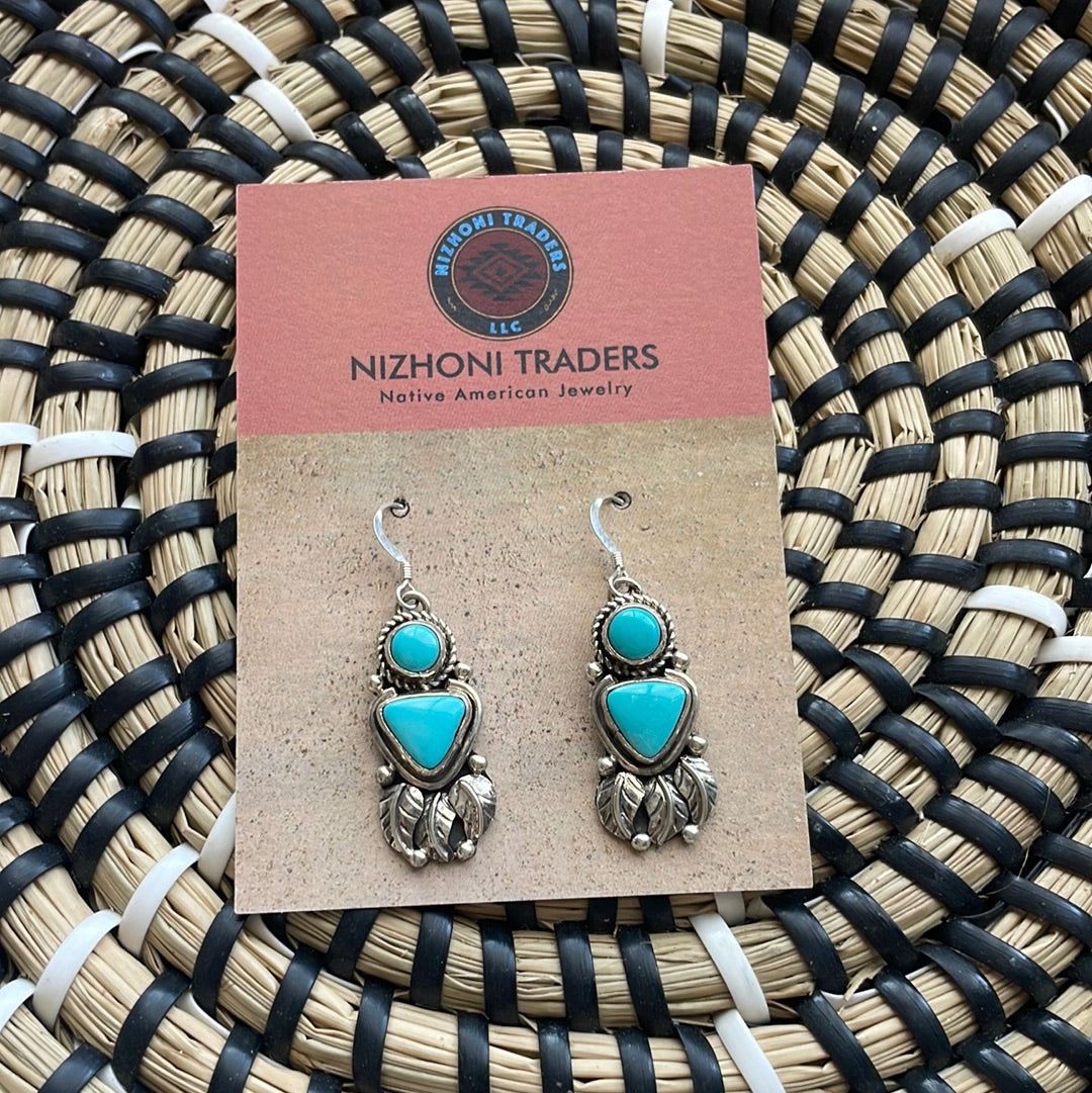 Navajo Sterling Silver & Turquoise Dangle Earrings