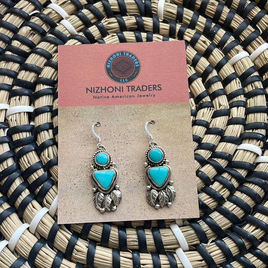 Handcrafted Sterling Silver & Turquoise Dangle Earrings