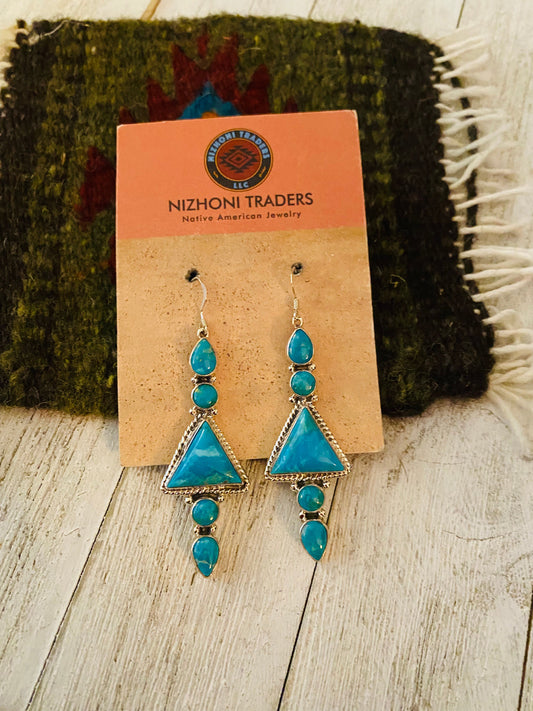 Handcrafted Turquoise & Sterling Silver Dangle Earrings