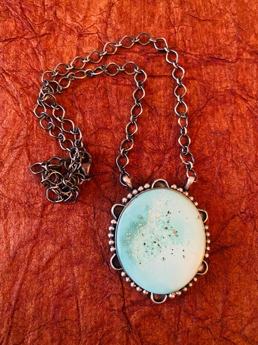 Handcrafted Sterling Silver & Kingman Turquoise Necklace