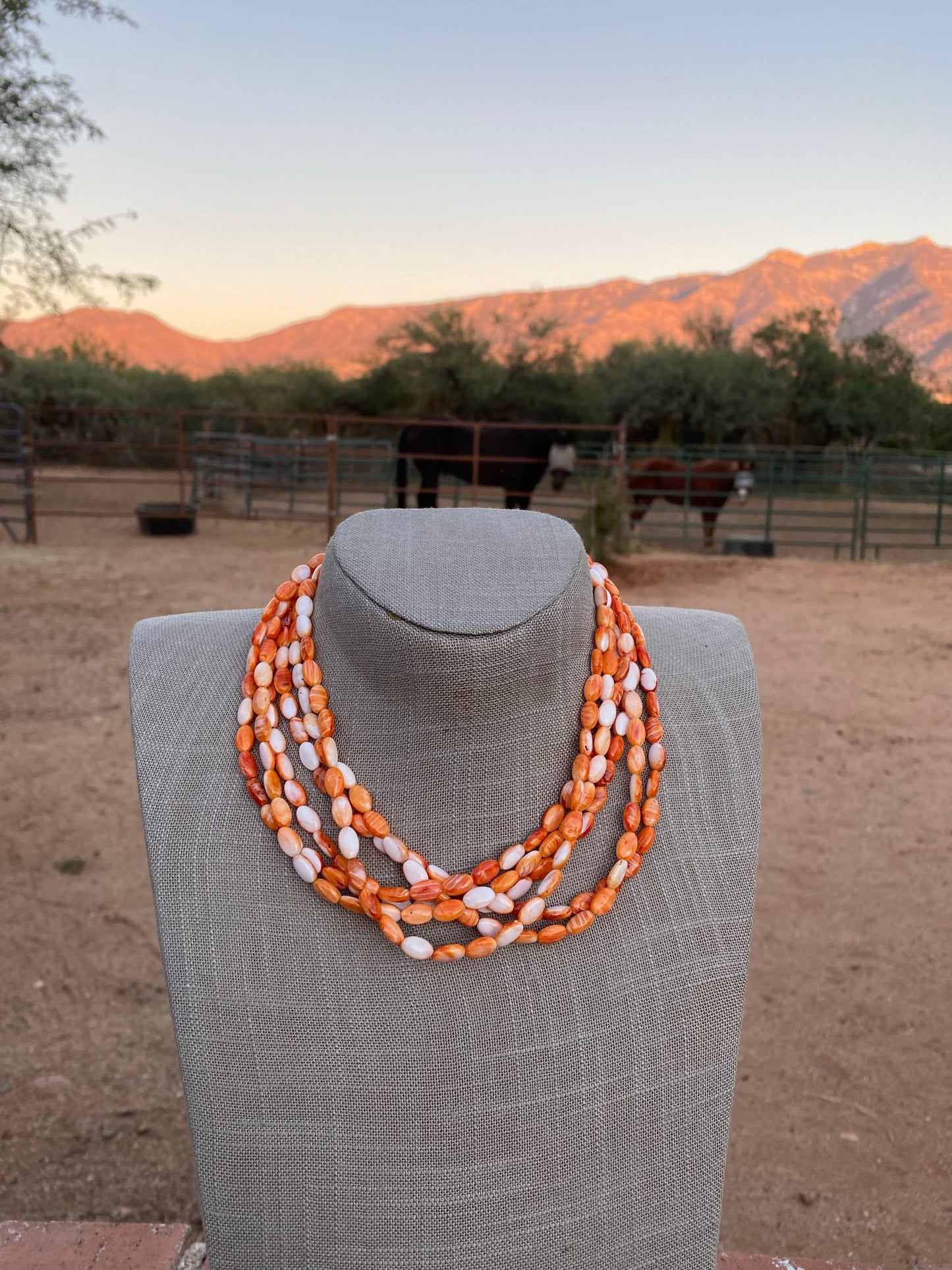 Handcrafted Spiny & Sterling Silver 16 inch Beaded Necklace