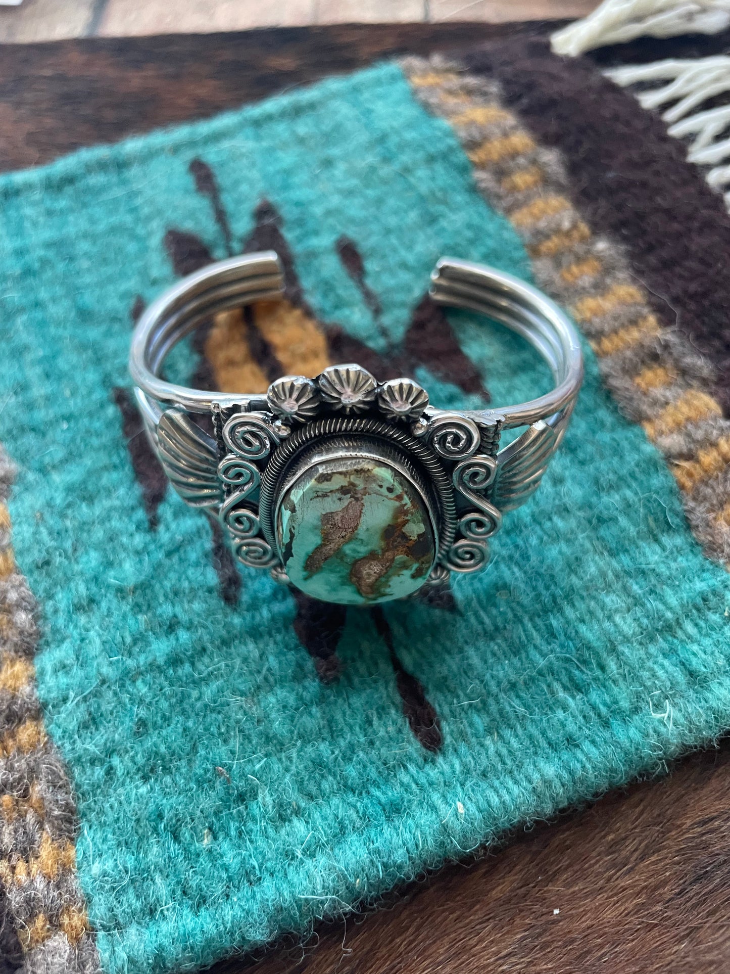 Navajo Sterling Cuff & Royston Turquoise Cuff Bracelet