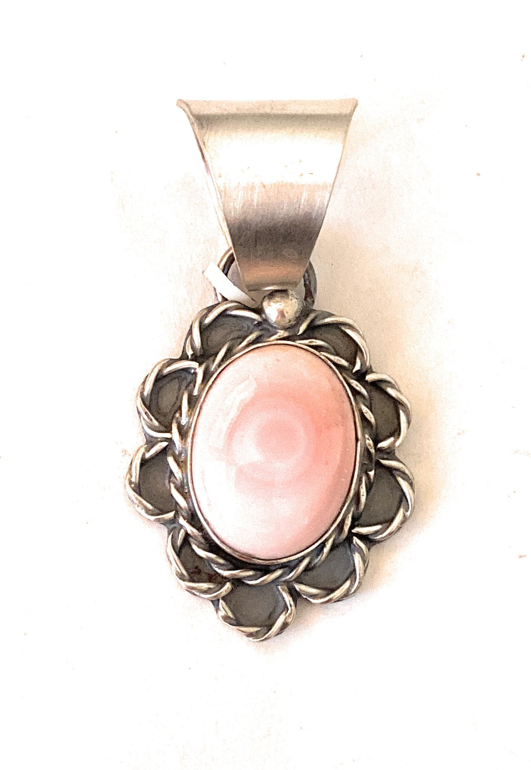 Navajo Sterling Silver & Queen Pink Conch Shell Pendant