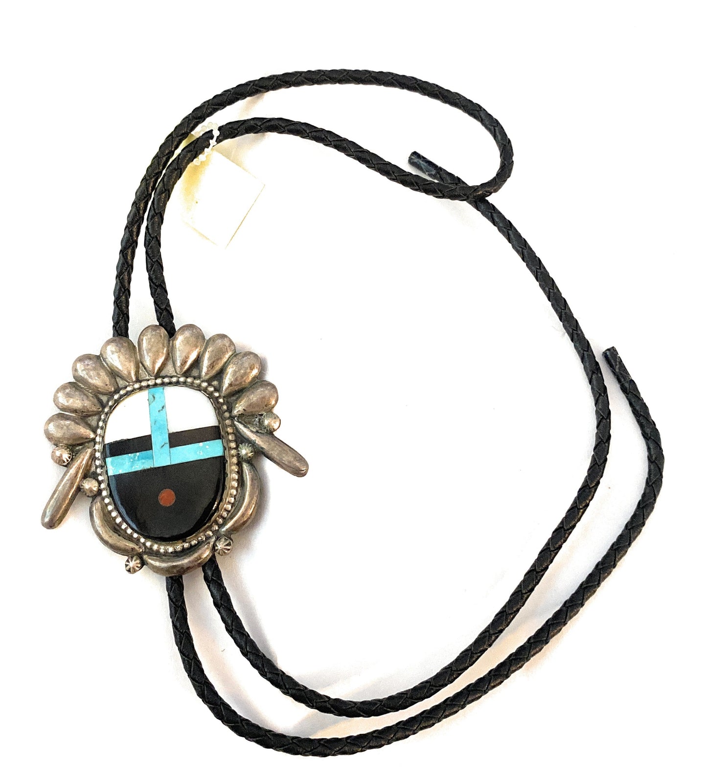 Vintage Handcrafted Sterling Silver & Multi Stone Inlay Bolo Tie