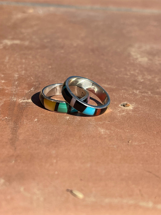 Handcrafted Multistone and Sterling Silver Inlay Stacker