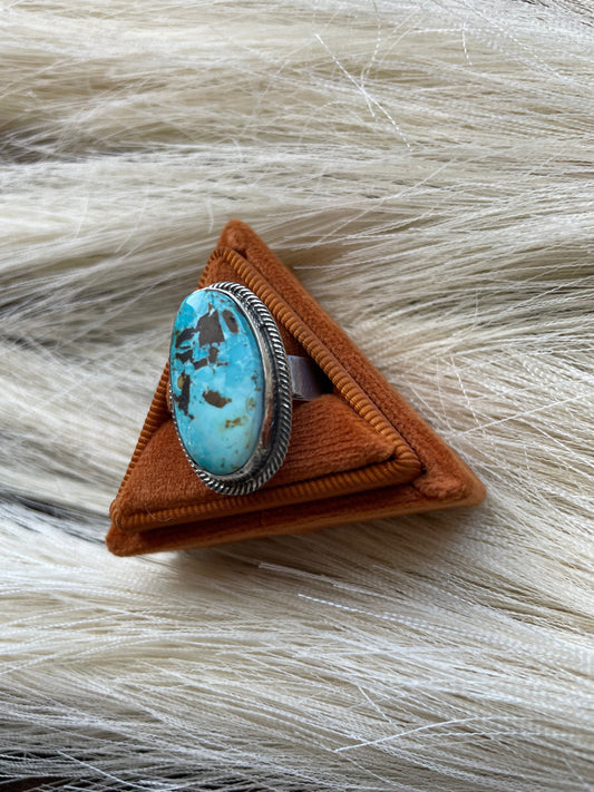 Handcrafted Handmade Royston Turquoise Oval Ring Size 8