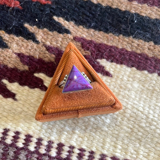 Handcrafted Sterling Silver & Purple Spiney Triangle Ring