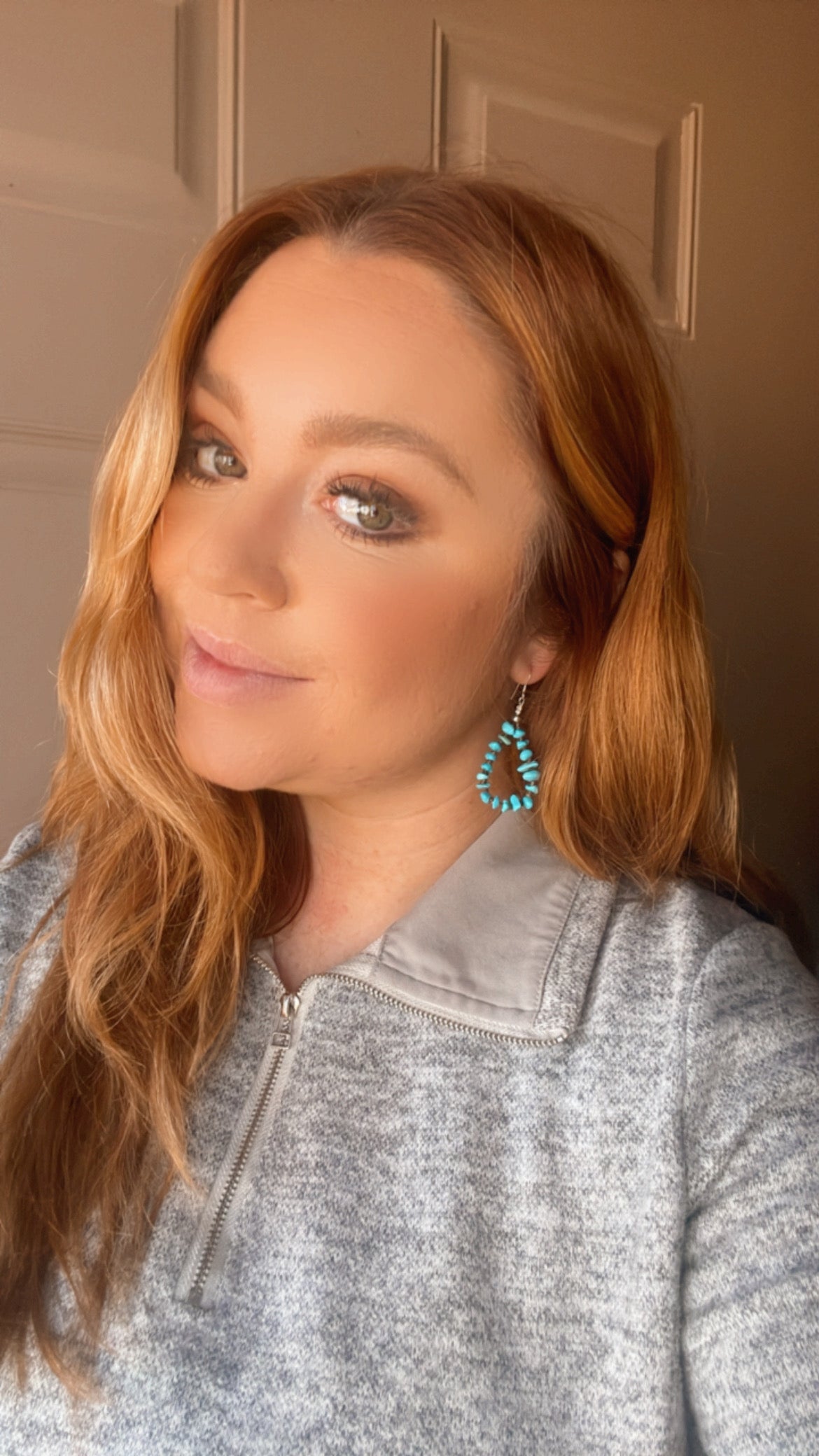 Handcrafted Sterling Silver Turquoise Chips Earrings- Small