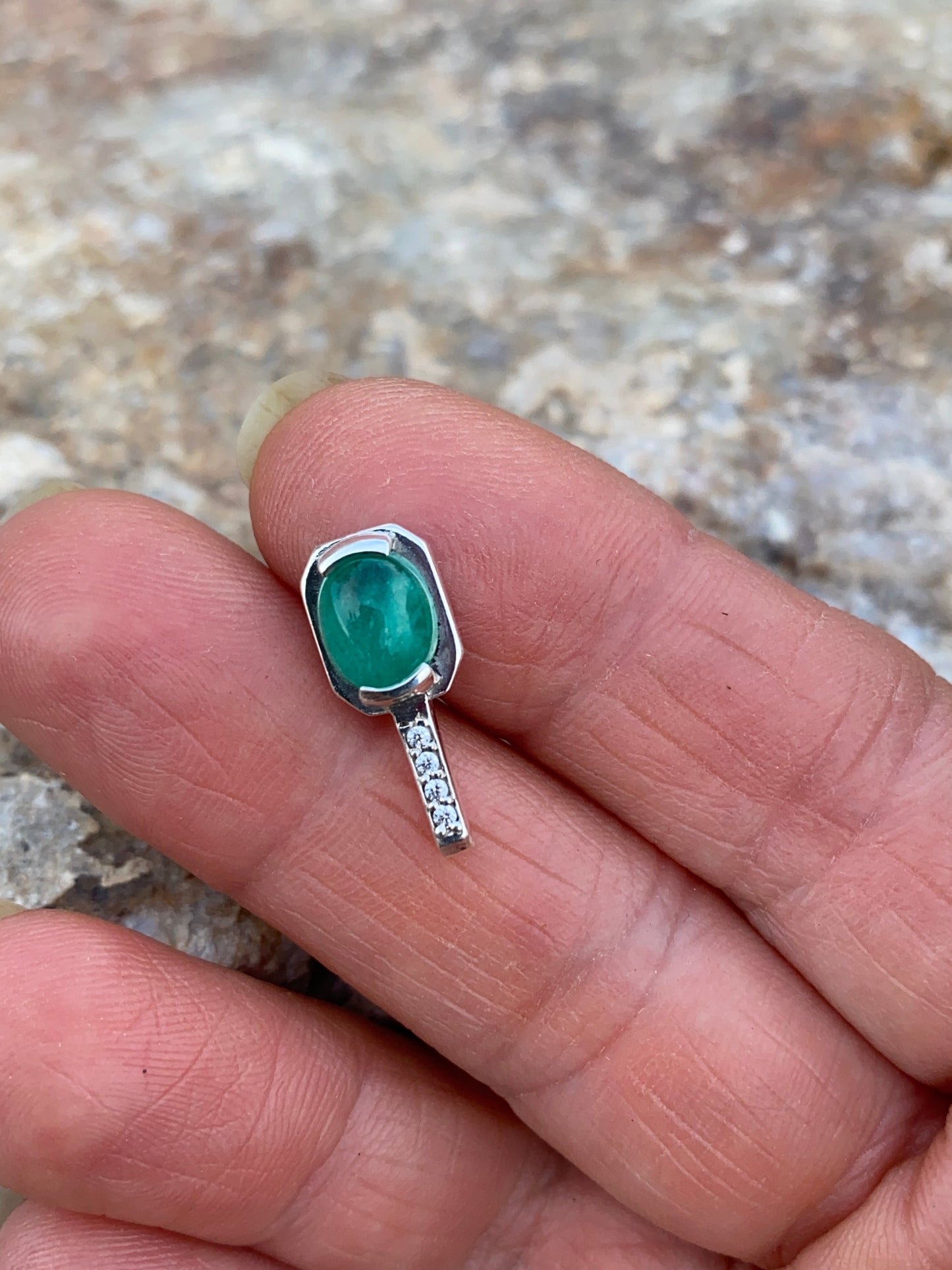 Colombian Emerald Necklace, Earrings & Ring Set in Sterling silver set 6
