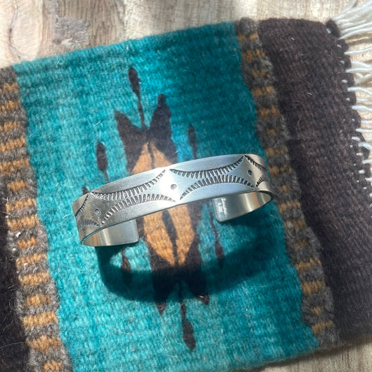 Handcrafted Sterling Silver Bracelet Cuff Handstamped