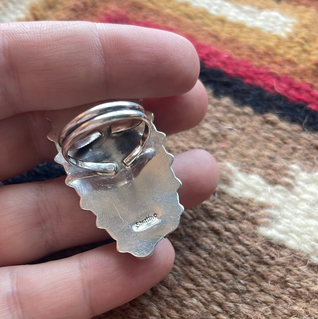 Handcrafted Sterling Silver & Red Mojave Cluster Ring