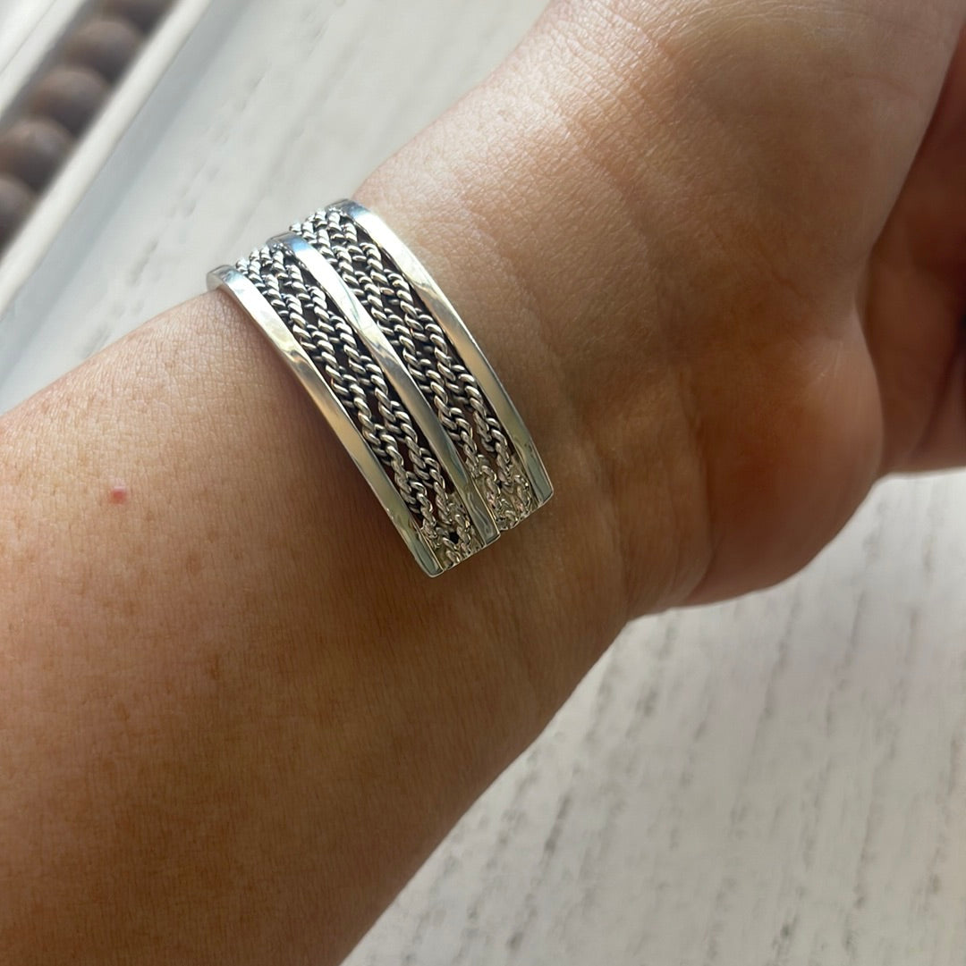 Handcrafted Pink Dream Mojave & Sterling Silver Cuff Bracelet